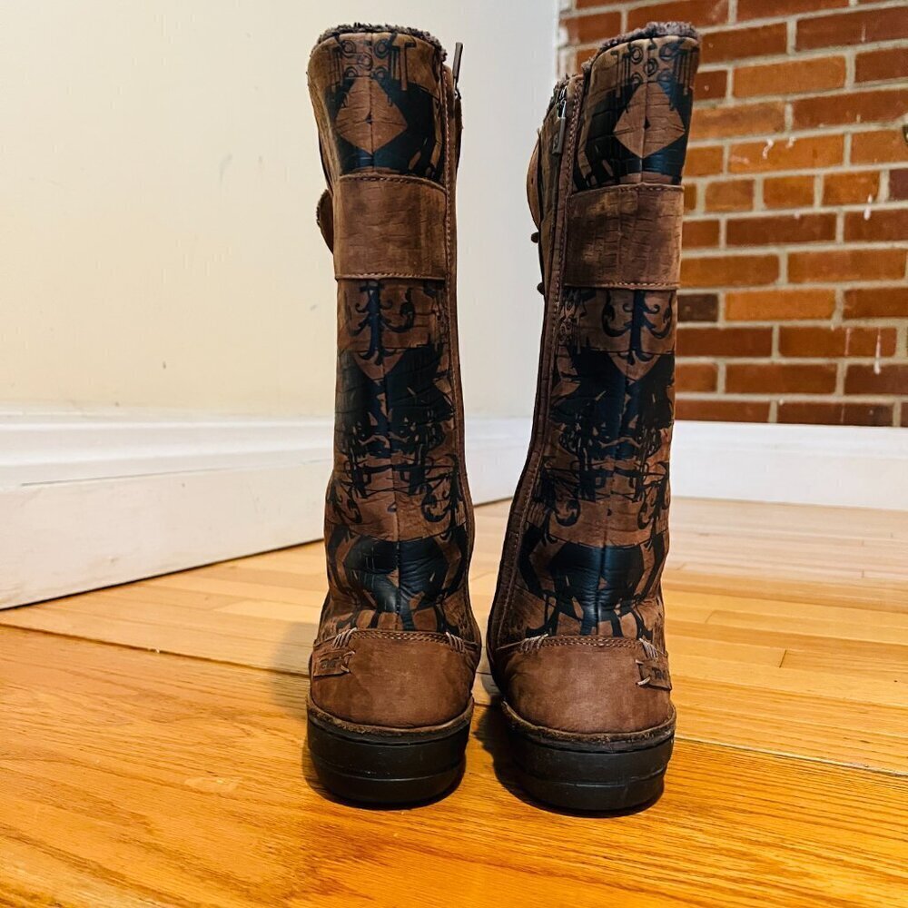 TEVA Kiru Brown Nubuck Leather Aztec Fleece Lined Mid Calf Boots Women's 8.5 - Picture 10 of 16